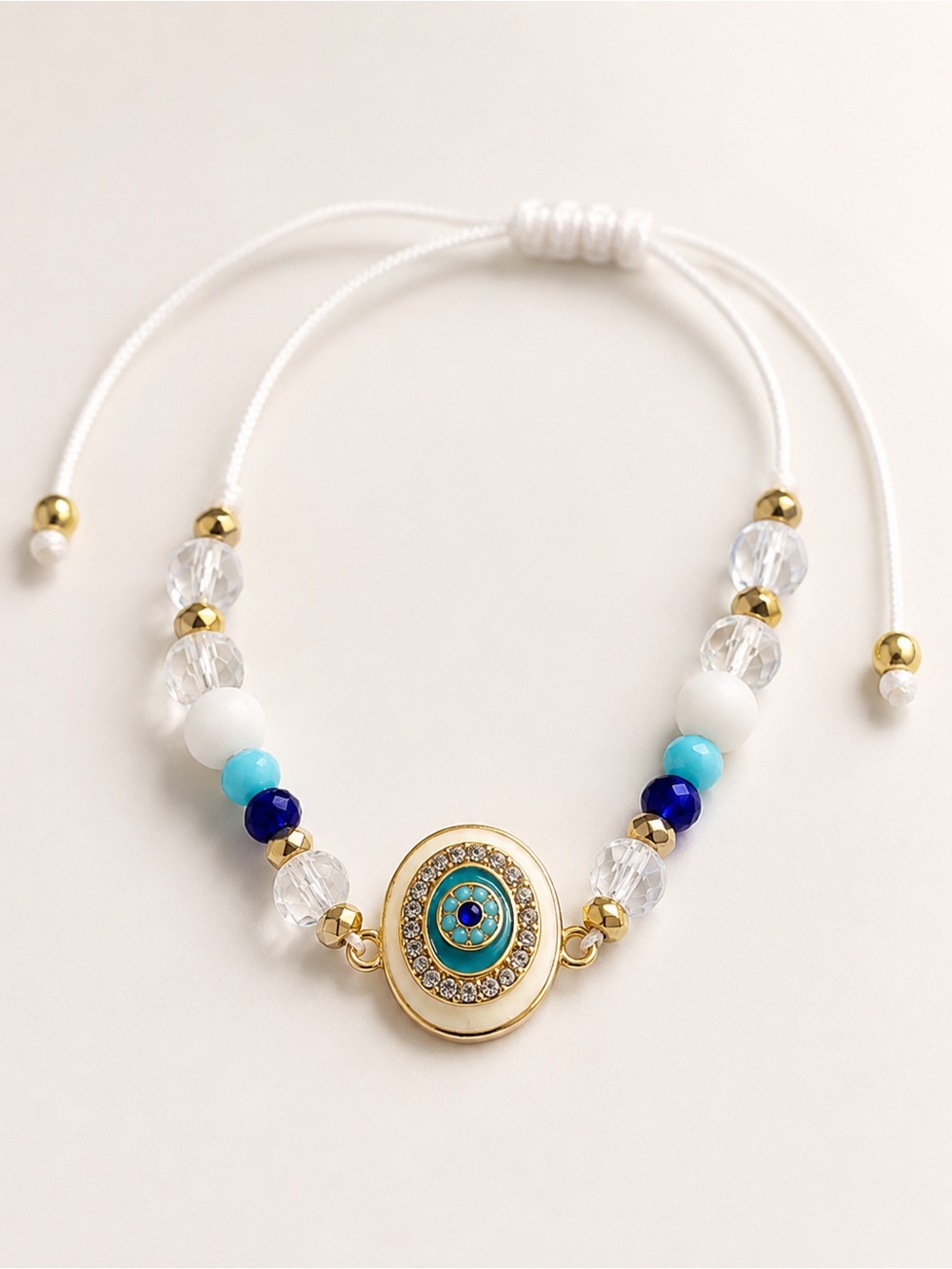 🧿Gold-Tone Turquoise & Blue Beaded Women's Bracelet🧿